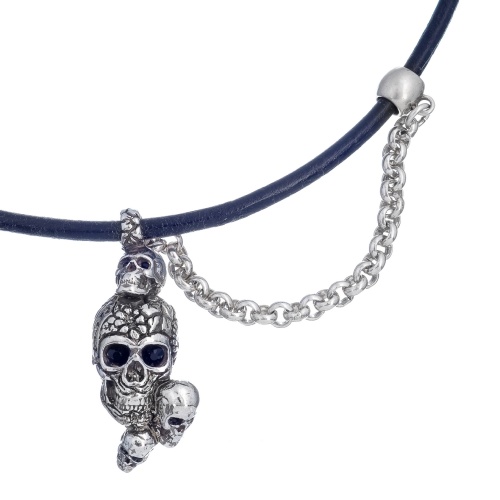 Колье Tra-la-ra, Tatoo, с подвеской-черепами и кристаллами, TLR24-522P204 черный фото 2