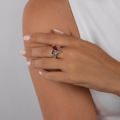 Кольцо Tra-la-ra, Pasion, разъемное, с сердцем, TLR24-241P302 красный фото 2