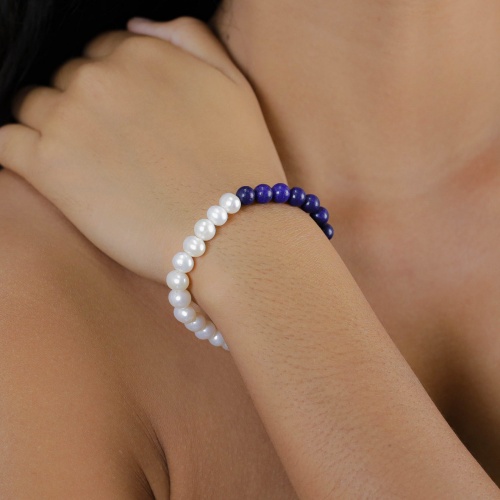 Браслет Nature Bijoux, Pacifique, стрейч, с жемчугом и лазуритом, NB26.1-13-44542 синий фото 3