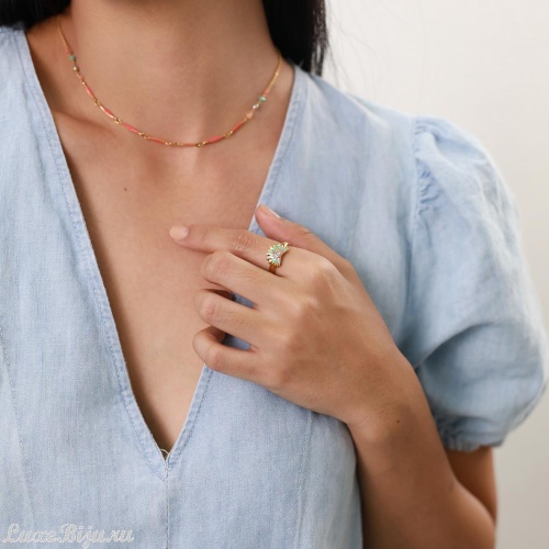 Кольцо Franck Herval, Judy, разъемное, кристалл Swarovski, эмаль, FH22.1-19-62970 золотистый фото 3