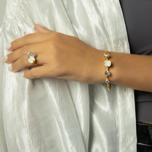 Браслет Catherine Bijoux, Starlight, кафф, с кристаллами, CB25.1-5415EG белый фото 2