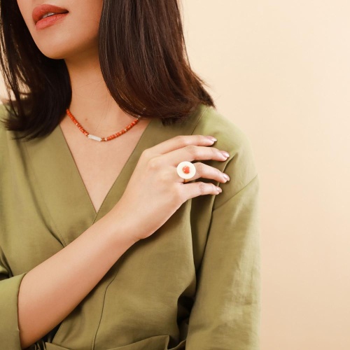 Кольцо Nature Bijoux, Porquerolles, разъемное, с костью и эмалью, NB23.1-19-24630 оранжевый фото 5