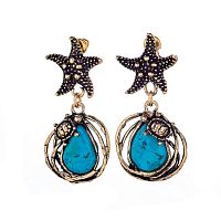 Серьги Alcozer&J, с бирюзой и черепахой, AL2308-O88CA23 золотистый