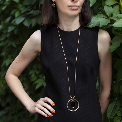 Колье Fiore Luna BLACK QUARTZ, LN5135 BW/G фото 4