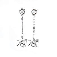 Серьги Lanzerotti, Pianoforte, перламутр, кристалл, лошадь, LZ-25.12-407 серебристый