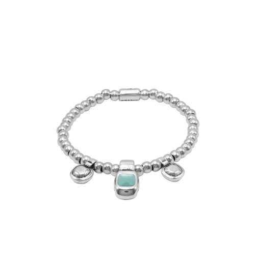 Браслет Ciclon, Kubik Charm, стрейч, металл, с муранским стеклом, CN-243112 бирюзовый