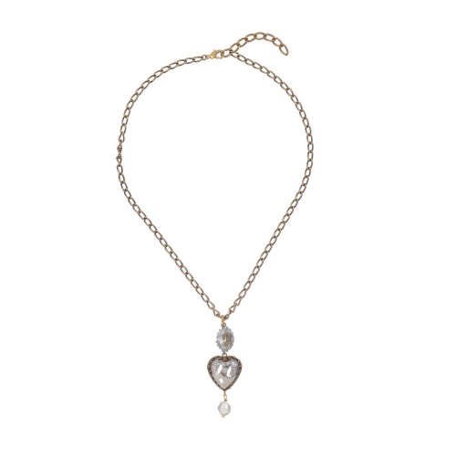 Колье Celeste G, кристалл Swarovski, сердце, жемчугом, CS26.1-762 хрустальный