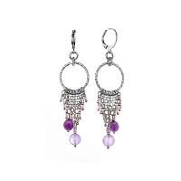 Серьги Lanzerotti, Iris, с аметистом, агатом и кристаллами, LZ-26.03-093 сиреневый