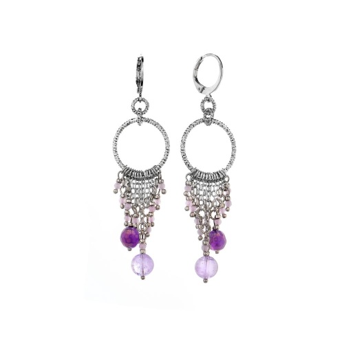 Серьги Lanzerotti, Iris, с аметистом, агатом и кристаллами, LZ-26.03-093 сиреневый