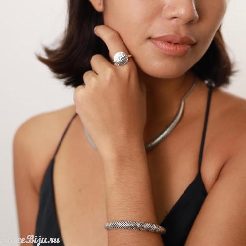 Кольцо ORI TAO, Mamba Noir, разъемное,с принтом "змея", OT22.1-19-29936 серебристый фото 3