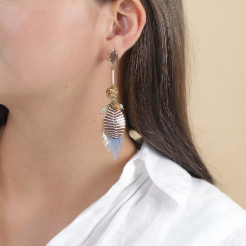 Серьги Nature Bijoux, Euphoria, перламутр, ракушка,яшма, халцедон, опал, NB24.1-12-79131 голубой фото 3