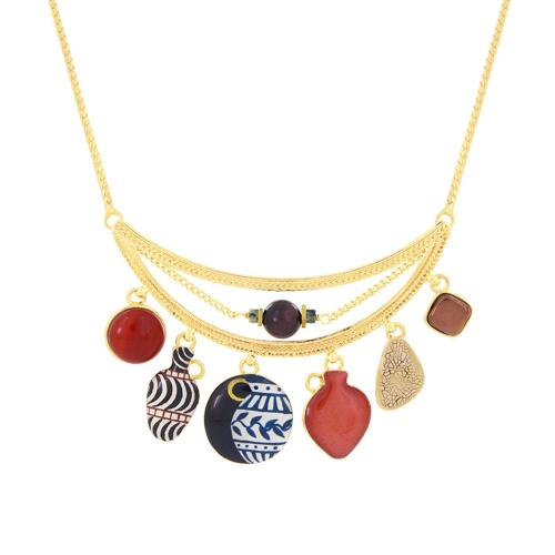 Колье TARATATA, Antique, сердолик, гематит, тигровый глаз, циозит, TT-H25-07112-20M золотистый