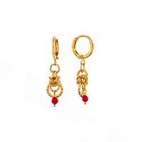 Серьги Lanzerotti, Caribi, с кораллом, плетение Бисмарк, LZ-26.06-161 красный