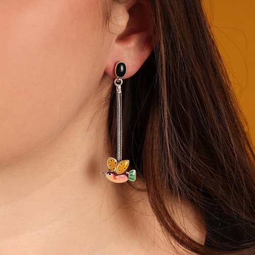 Серьги TARATATA, Dans les nuages, асимметричные, с цветной смолой, TT-H24-03921-10M серебристый фото 3