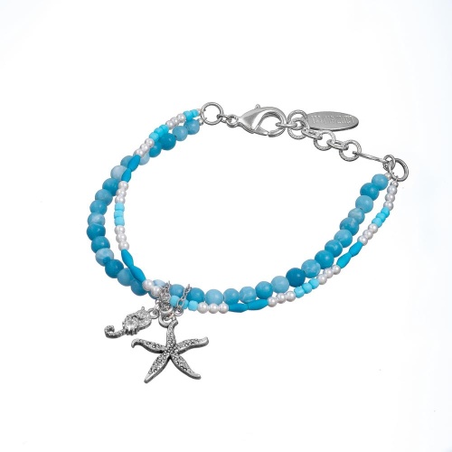 Браслет Lanzerotti, Marino, с ларимаром, магнезитом и бирюзой, LZ-25.06-192 голубой