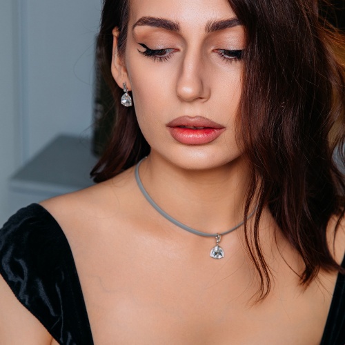 Колье Fiore Luna Crystal / Grey Leather, B2110SW-N06.1 BW/S фото 5