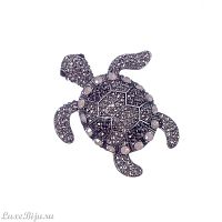 Брошь Moon Paris, черепаха, в обрамлении кристаллов, Mo-22.10-062 серебристый