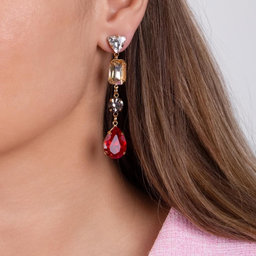 Серьги Moon Paris, Ringo Queen, асимметричные, с кристаллами, MRQ-24.05-004 красный фото 2