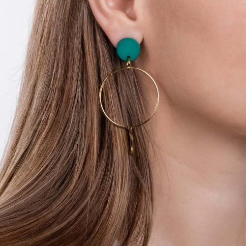 Серьги Nuance, асимметричные, с кольцом и диском, NFN-24.04-061 золотистый фото 2