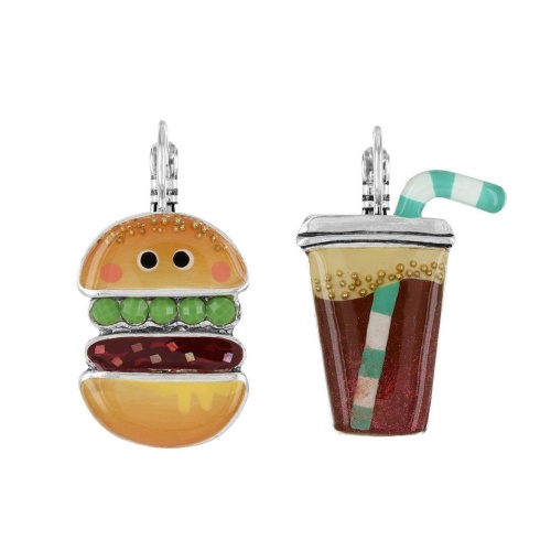 Серьги TARATATA, Ketchup, асимметричные,смола,блестки,микрошарики, TT-W23-08753-10M серебристый