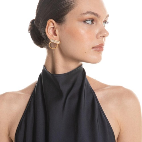 Серьги Katerina Vassou, Cosmic, с кварцем, KV25.2-404848GCRY золотистый фото 2