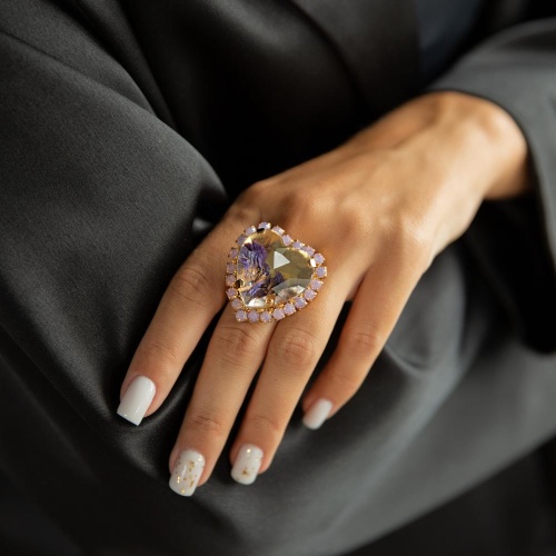 Кольцо Celeste G, кристалл Swarovski, сухоцветы, фианиты, CS25.1-1671N розовый фото 2
