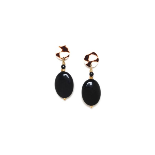 Серьги Nature Bijoux, Bagheera, с агатом и раковиной, NB24.1-12-79194 черный