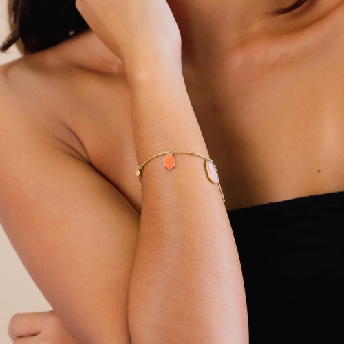 Браслет Franck Herval, Aurore, ракушки Capiz в смоле,кристалл Swarovski, FH24.2-13-72783 золотистый фото 5