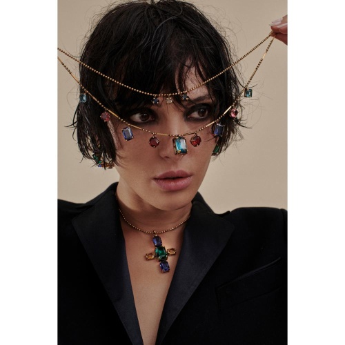 Колье Thot Gioielli, с подвеской-крестом и рейнстоунами, TG25.1-CLV51 аквамариновый фото 3