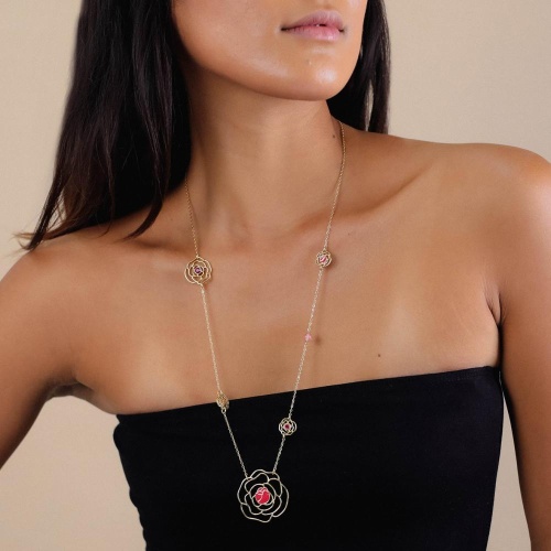 Колье Franck Herval, Camelia, кристаллы Swarovski, цветная эмаль,кварц, FH24.2-15-64222 золотистый фото 5