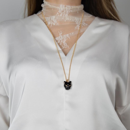 Колье Polina Firenze, пантера с эмалью и кристаллами, PF26.1-PE2108 черный фото 4