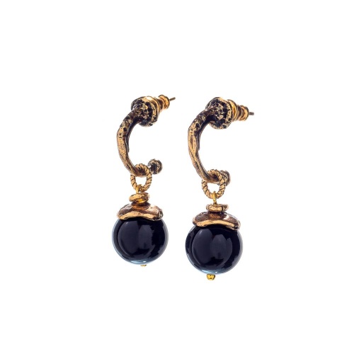 Серьги Alcozer&J, полукольца с ониксом, AL2512-O28DY25 черный