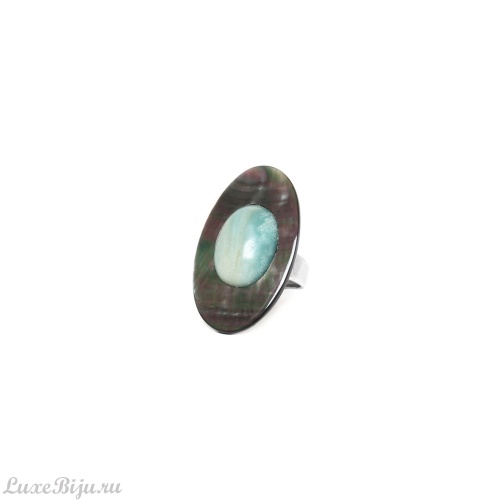 Кольцо Nature Bijoux, Ko tao, разъемное, с перламутром и амазонитом, NB23.1-19-24821 серый