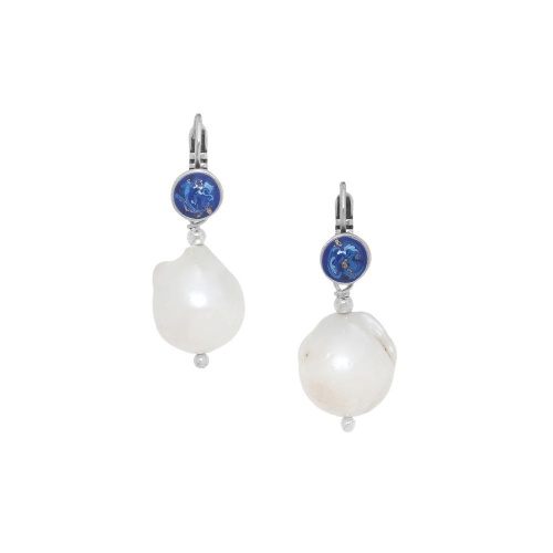 Серьги Nature Bijoux, Pacifique, с жемчугом и цветной эмалью, NB26.1-12-90651 синий фото 2