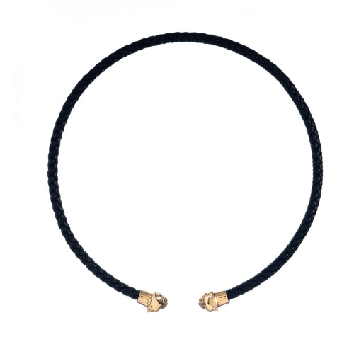 Колье Polina Firenze, гривна, пантера с кристаллами, кожа, PF26.1-CL4328 золотистый