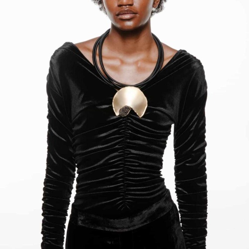 Колье Katerina Vassou, Jovena, с позолоченным элементом и друзой агата, KV26.1-308378G черный фото 4