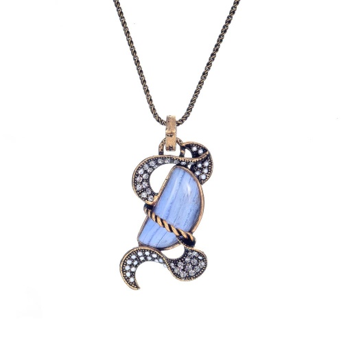 Колье Alcozer&J, агат, жемчуг, кристаллы Swarovski, AL2502-C78PY24 голубой