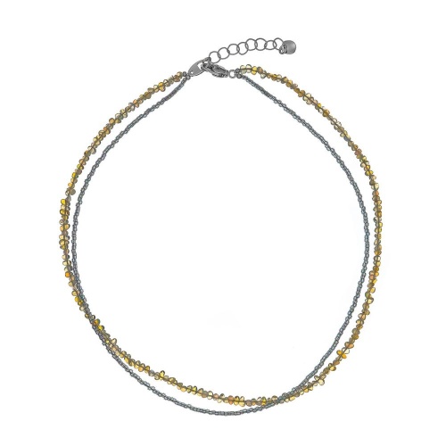 Колье Lanzerotti, Ispirazione, двойное, опал, японский бисер, LZ-24.10-440 серебристый