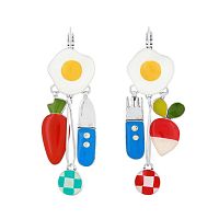 Серьги TARATATA, Dinette, асимметричные, с цветной смолой, TT-H25-09778-10M серебристый