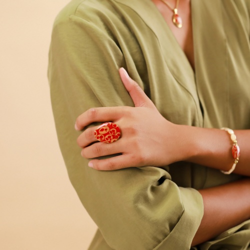 Кольцо Nature Bijoux, Piccadilly, разъемное, с пальмовым орехом в смоле, NB23.2-19-25015 красный фото 3
