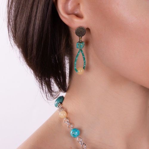 Серьги Lanzerotti, Atlantide, с яшмой, жадом и кристаллами, LZ-23.03-089 бирюзовый фото 3