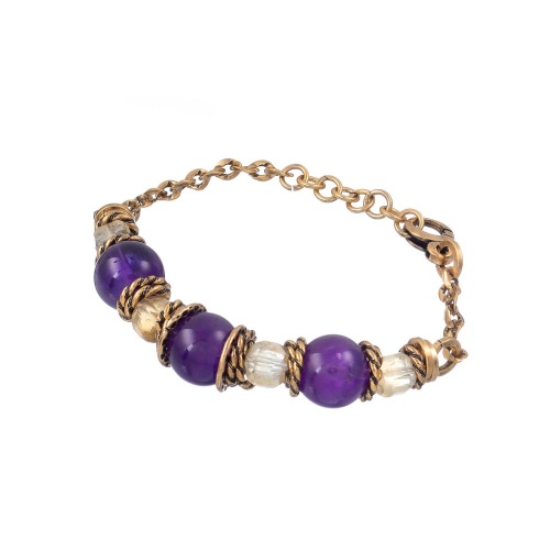 Браслет Alcozer&J, с аметистом и цитрином, AL-B48BN25-R фиолетовый