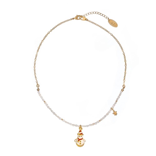 Колье Lanzerotti, Mustang, жемчуг, цветная эмаль, подвеска-снеговик, LZ-25.11-350 белый