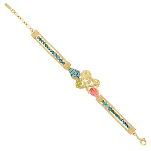 Браслет TARATATA, Archipel, со смолой, бусинами, стразами и кварцем, TT-E24-03304-20M золотистый