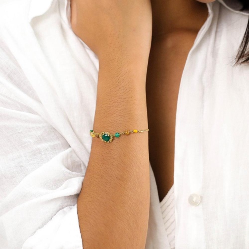 Браслет Franck Herval, Mathilde, с жадом, яшмой, цитрином, костью, агатом, FH24.1-13-72541 зеленый фото 3