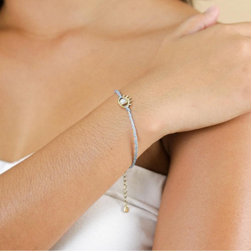 Браслет Franck Herval, Angelica, c кр.Swarovski и перламутром, текстиль, FH25.2-13-72994 голубой фото 5