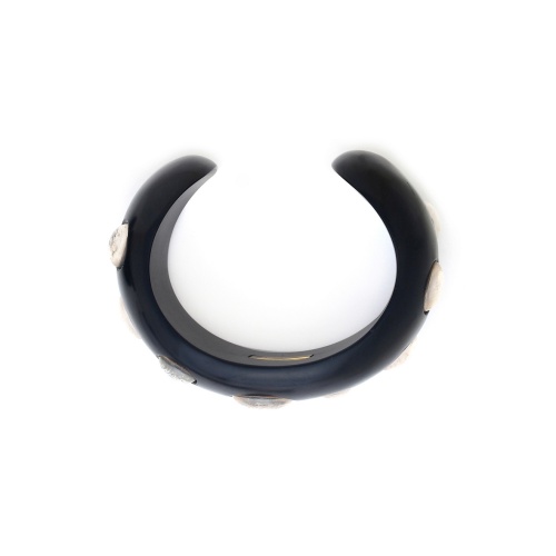 Браслет Nature Bijoux, Saint Honore, кафф из рога, с ракушками Capiz в смоле, NB26.1-13-44435 черный фото 2