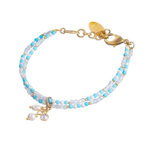 Браслет Lanzerotti, Marino, магнезит, жемчуг, шпинель, кристаллы, LZ-25.06-167 голубой