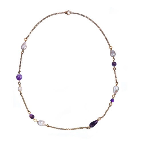 Колье Alcozer&J, с жемчугом и аметистом, AL-C68AR25-R белый