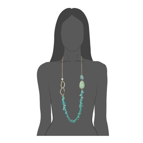 Колье Estrosia, аквамарин, бирюзовый амазонит, ES-CLD23 фото 3